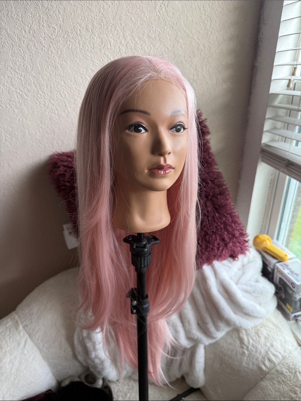 Pink Wig 13x6 Glueless HD Lace Front Wig 26 inches light pastel mauve rose